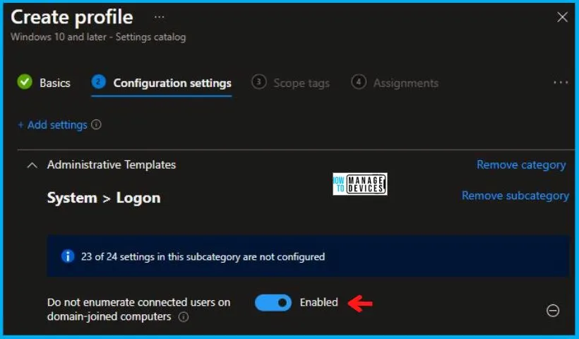 Don't Enumerate Connected Users on Domain-joined Computers Policy Using Intune Fig.5