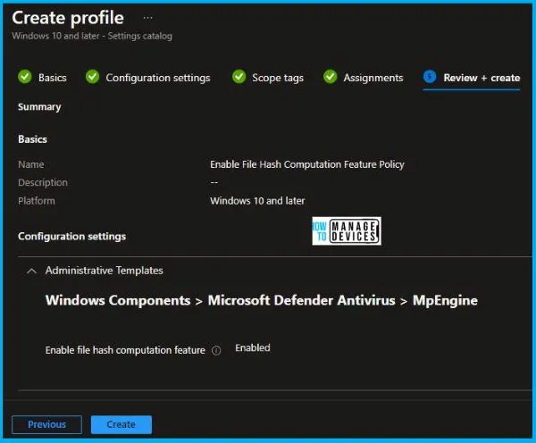 Enable File Hash Computation Feature Policy Using Intune Fig.7