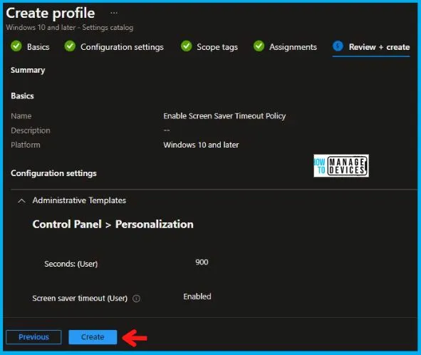 Best Guide to Enable Screen Saver Timeout Policy using Intune Fig. 9
