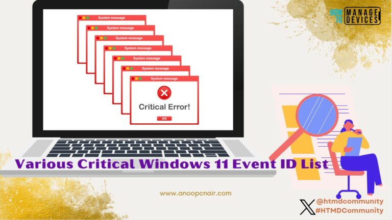 Various Critical Event IDs in Windows 11