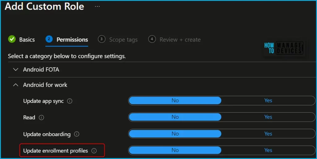 New Intune RBAC Permission for Android Device Enrollment Profiles Fig.4