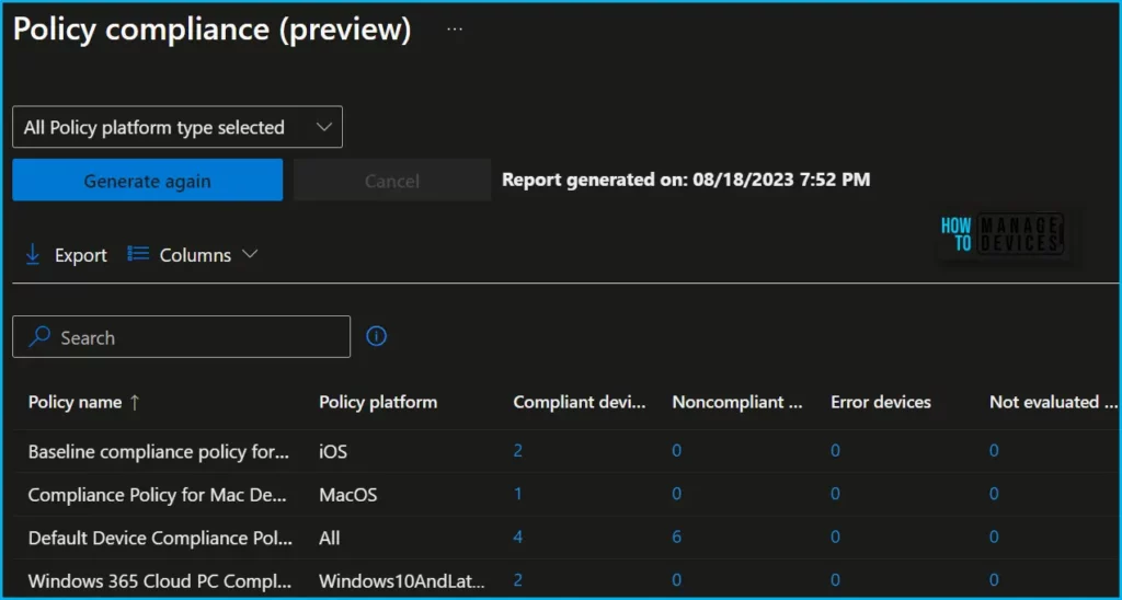 Check New Intune Device Compliance Policy Report Fig.4