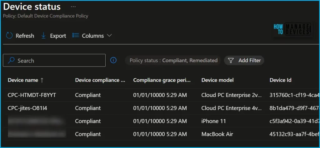 Check New Intune Device Compliance Policy Report Fig.5