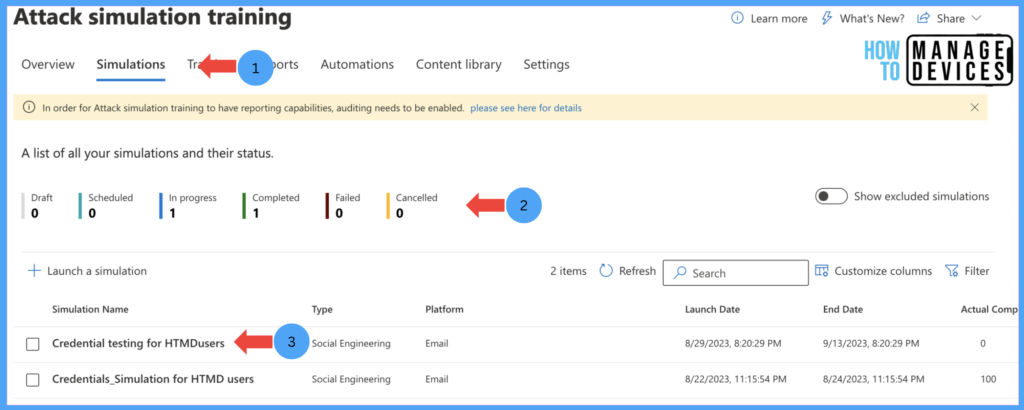 Microsoft 365 Defender Attack Simulation to Educate Users about Phishing Emails – Part 2 Fig: 1