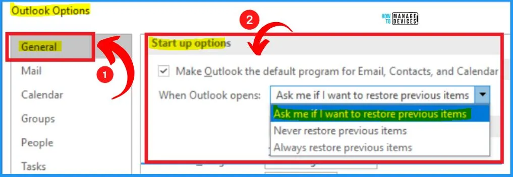 Restoring Your Previous Outlook Session | Reopen Items After Unexpected Closure - fig. 3