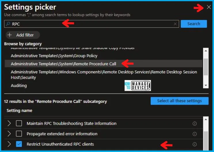 Restrict Unauthenticated RPC Clients Policy Using Intune Fig.5