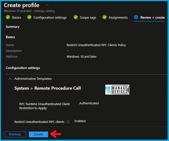 Restrict Unauthenticated RPC Clients Policy Using Intune Fig.8