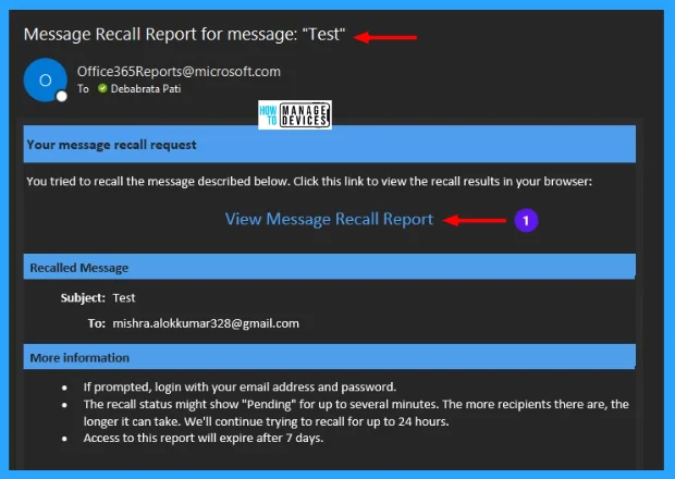 HTMD Newsletter from 7th to 11th August 2023 22 How to Recall an Email in Outlook Microsoft 365 7th to 11th August 2023 Fig. 18