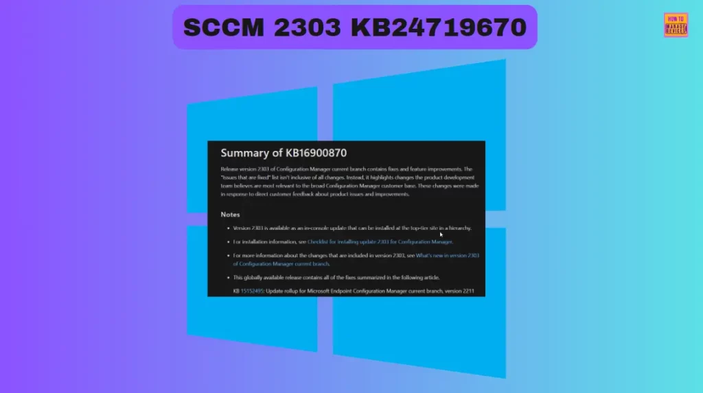 SCCM 2303 KB24719670 Hotfix Rollup Update FIX Performance Issue 1