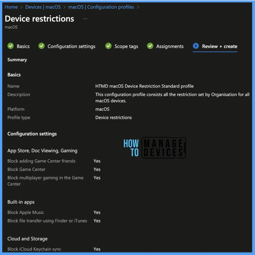 Check out device Restriction Settings offered by Intune for macOS Fig. 16