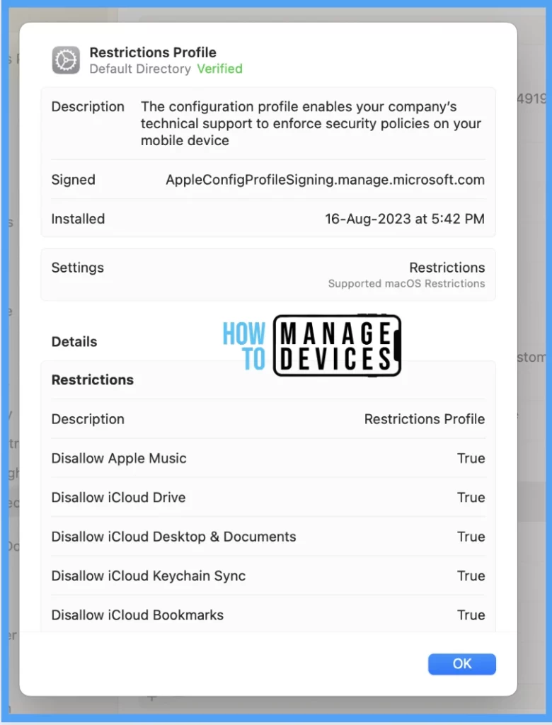 Check out device Restriction Settings offered by Intune for macOS Fig. 23