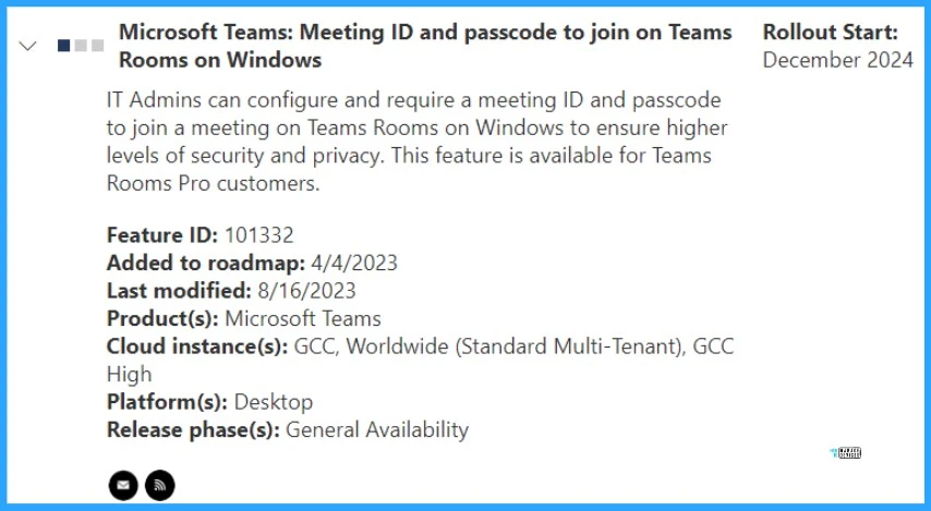 New feature Join Microsoft Teams Rooms with Meeting ID and Passcode on Windows - fig.1