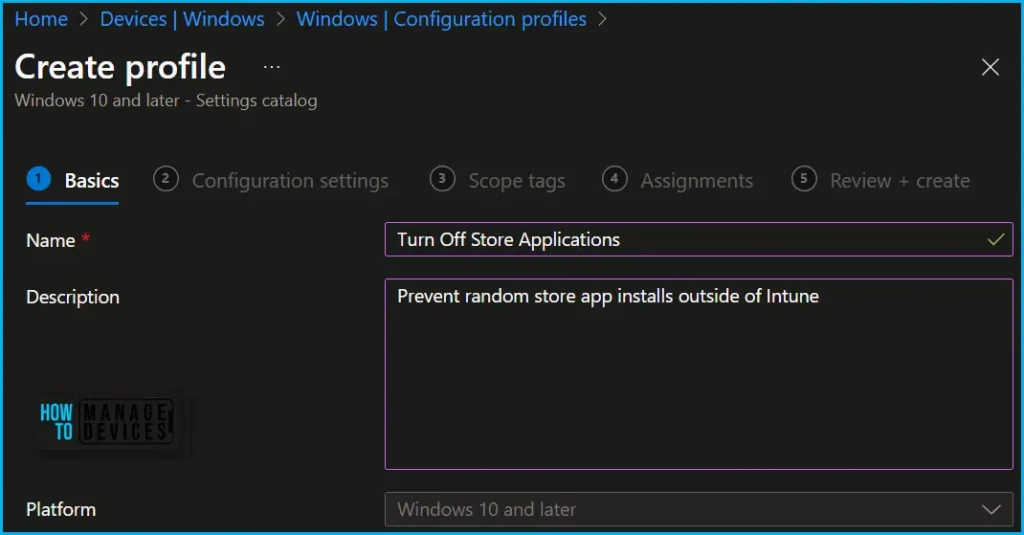 Turn Off Store Application Setting to Disable End User Access to Store Apps using Intune Policy Fig.3