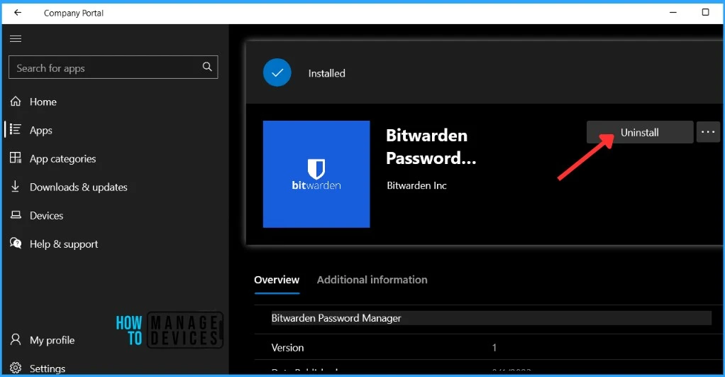 Uninstall Apps from Intune Company Portal for Windows Devices Fig.7