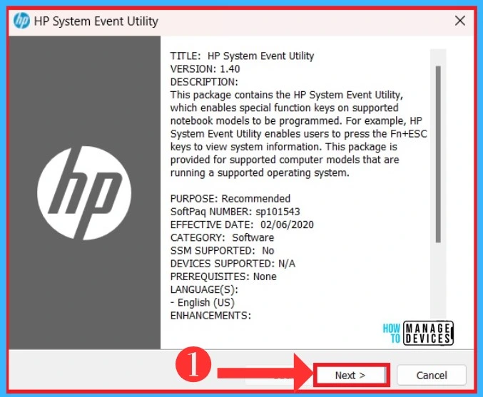 HP System Event Utility | Install and Use - Fig.2