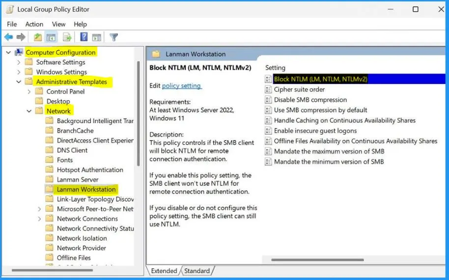 Windows 11 Security Feature Blocking NTLM over SMB for Advanced Threat Protection - Fig.2 - Creds to MS