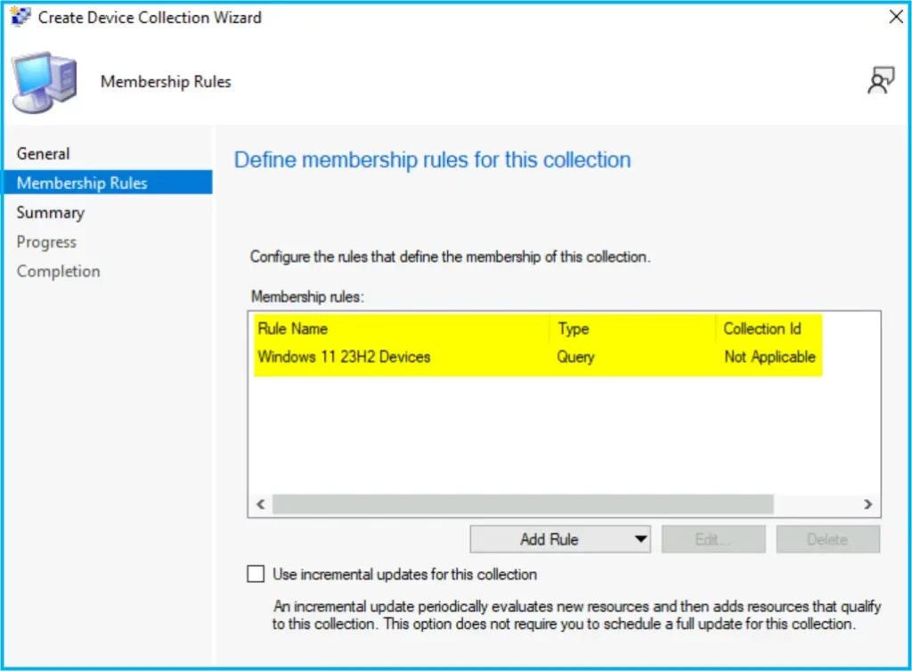 Create Windows 11 23H2 SCCM Device Collection Fig.7