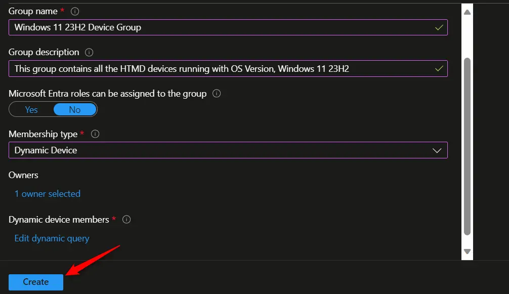 Create Windows 11 23H2 Entra ID Device Group Fig.5