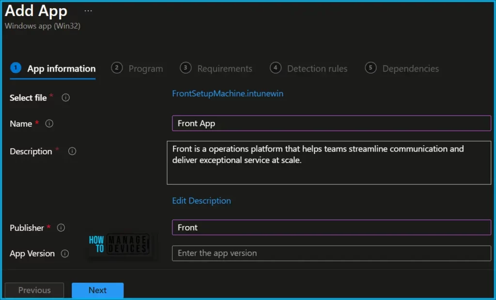 How to Deploy Front App for Windows using Intune Fig.3