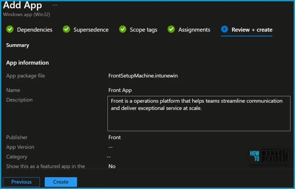How to Deploy Front App for Windows using Intune Fig.8
