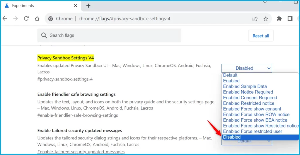 Disable Chrome Ad Privacy Notifications Fig.2