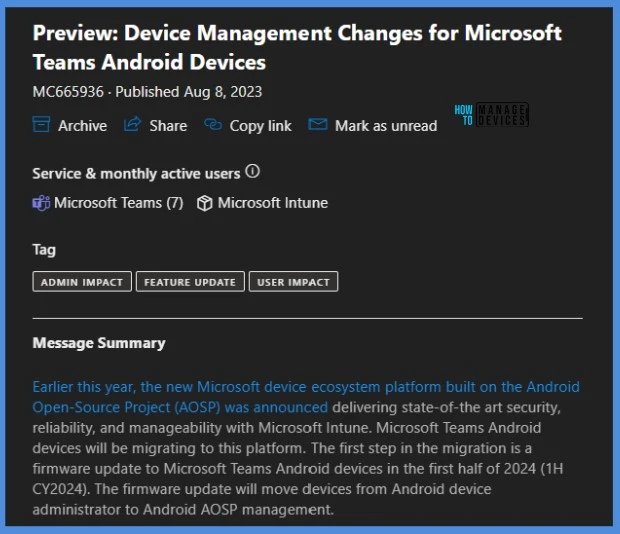 Intune End of Support for Android Device Administrator Fig. 1.2