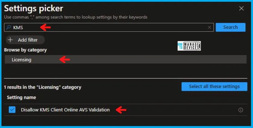 Turn off KMS Client Online AVS Validation Policy Using Intune Fig.5
