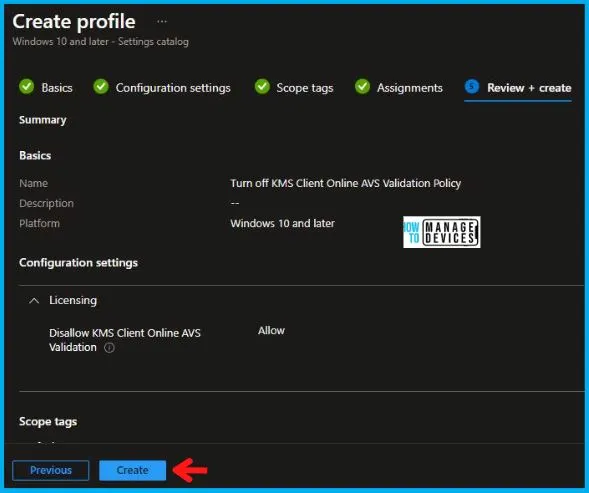 Turn off KMS Client Online AVS Validation Policy Using Intune Fig.8