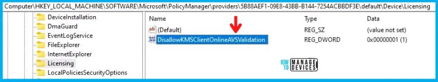 Turn off KMS Client Online AVS Validation Policy Using Intune Fig.11
