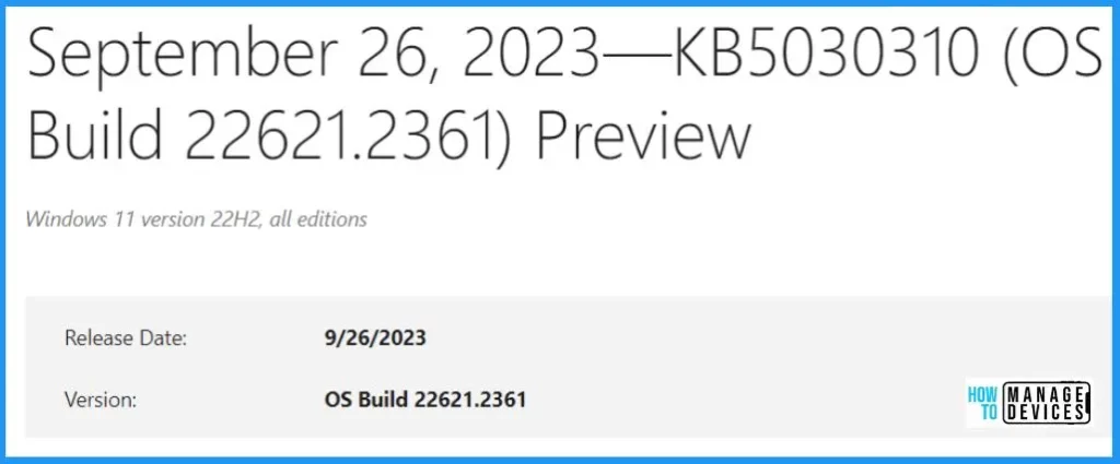 Get Ready for October Patch Tuesday with Windows 11 22H2 Latest Updates - Fig.5 - Creds to MS