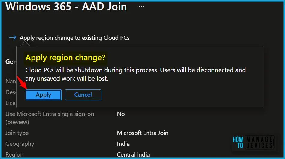 Move Windows 365 Cloud PC to Another Region Fig.7