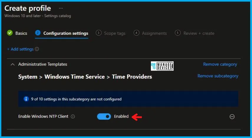 Enable Windows NTP Client Policy Using Intune Fig.6