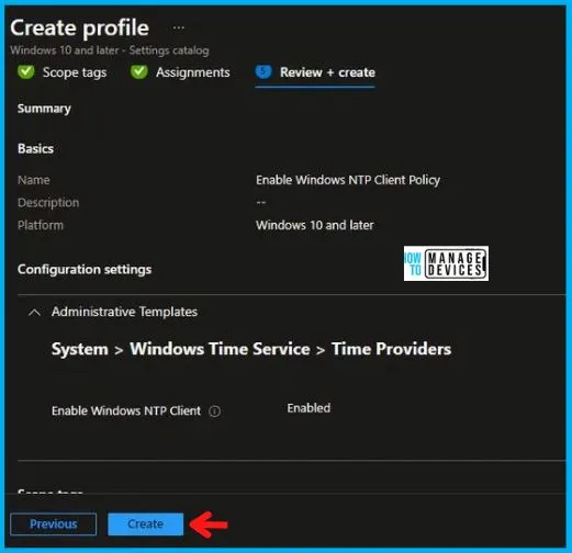 Enable Windows NTP Client Policy Using Intune Fig.8