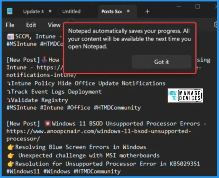 HTMD Newsletter 106 Summary from 11th to15th September 2023 12 New Notepad Auto Save Option for Windows 11 HTMD Newsletter 106 Summary from 11th to15th September 2023 - Fig. 10