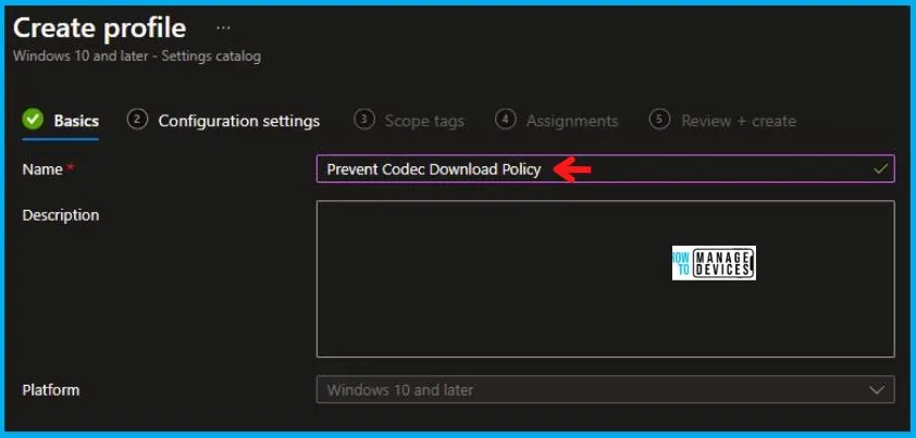 Prevent Codec Download Policy Using Intune Fig.2