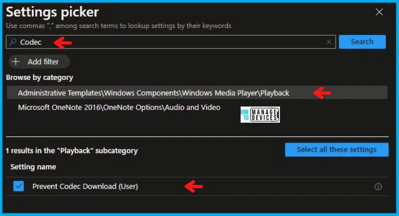 Prevent Codec Download Policy Using Intune Fig.4