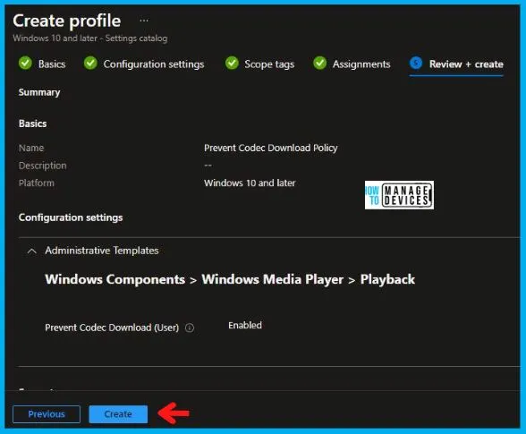 Prevent Codec Download Policy Using Intune Fig.7