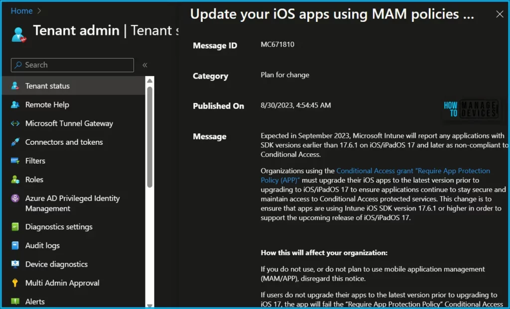 Plan for Change: Update iOS Apps with MAM Policies for iOS/iPadOS 17 Upgrade Fig.1
