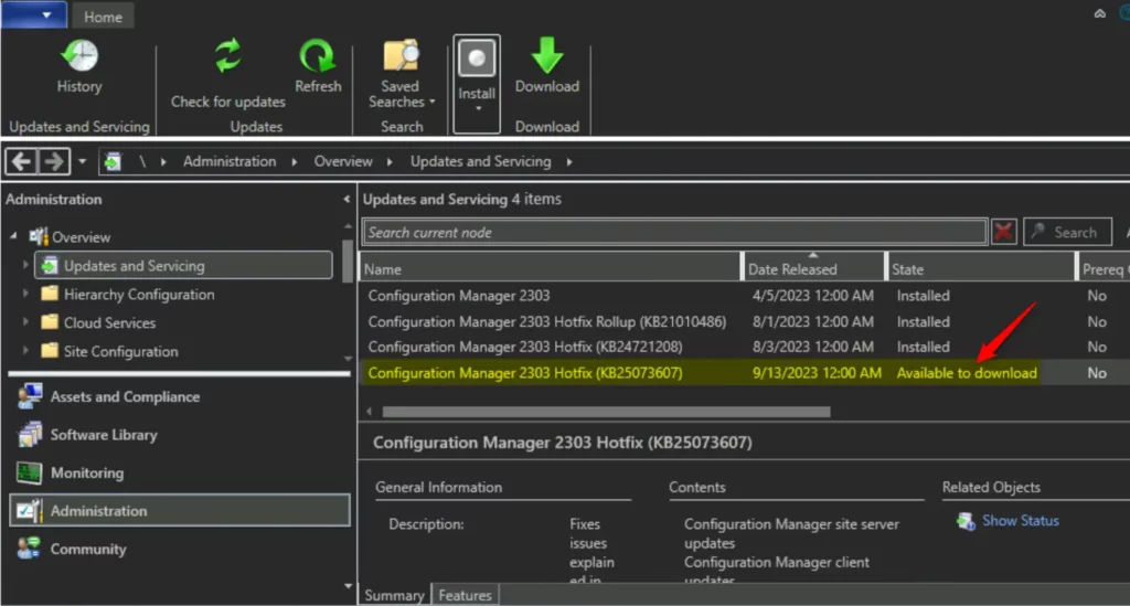 SCCM 2303 KB25073607 Hotfix Client Update Fixes Fig.3