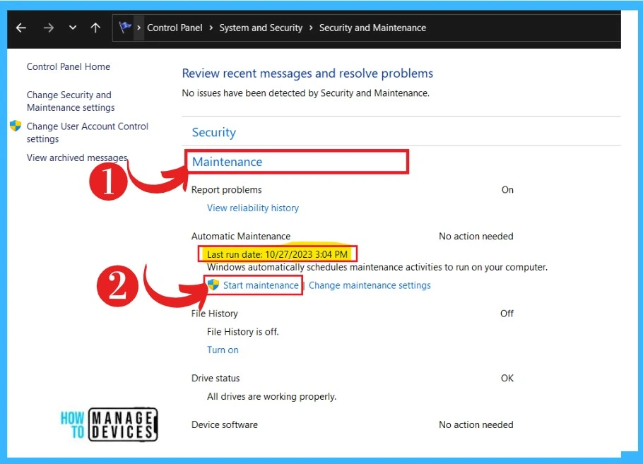 Start or Stop Automatic Maintenance in Windows - Fig.1 