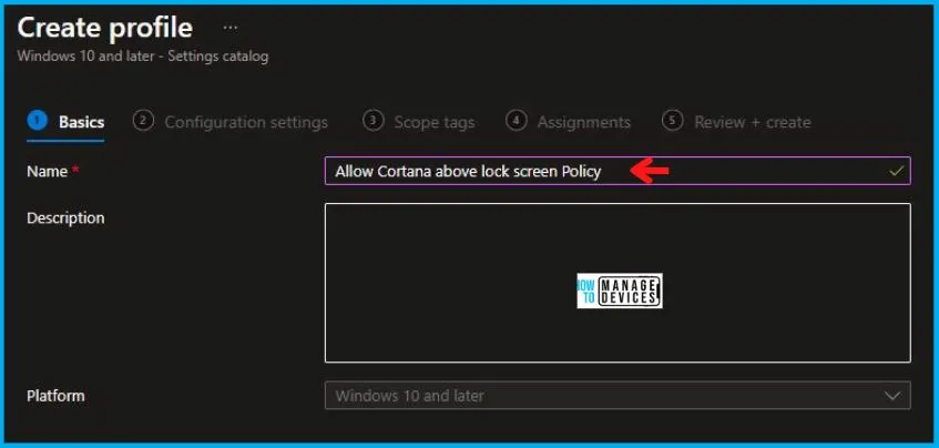 Allow Cortana Above Lock Screen Policy Using Intune Fig.3