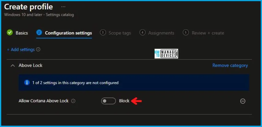 Allow Cortana Above Lock Screen Policy Using Intune Fig.6