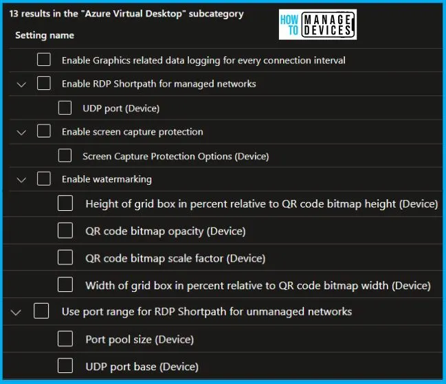 AVD Enable RDP Shortpath for Managed Networks Settings now available in Intune Settings Catalog Fig. 7