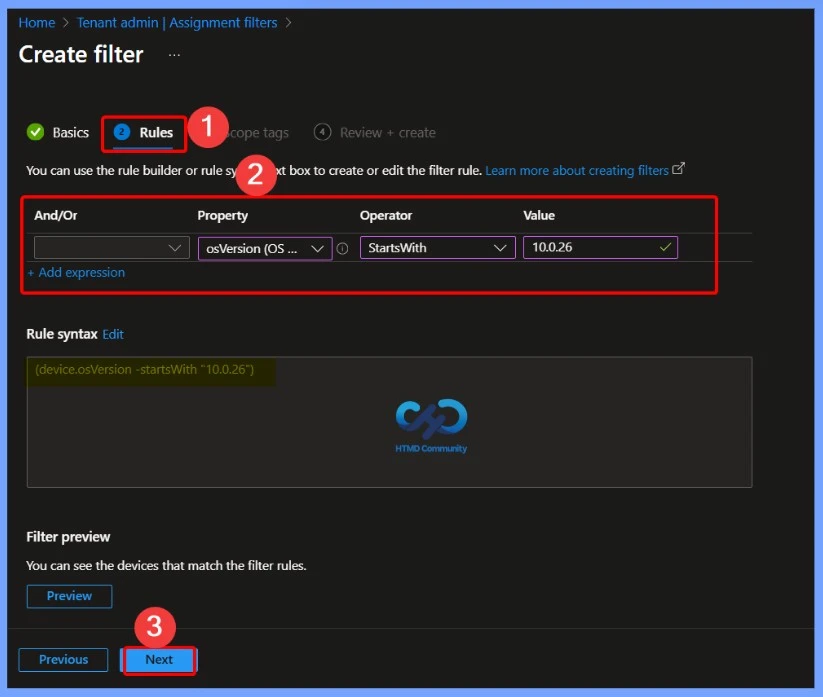 How to Create an Intune Filter OS Version Rule for Windows 11 Devices 4 How to Create an Intune Filter OS Version Rule for Windows 11 Devices - Fig.3