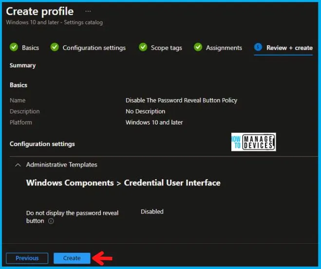 Disable Password Reveal Button Policy Using Intune Fig. 9