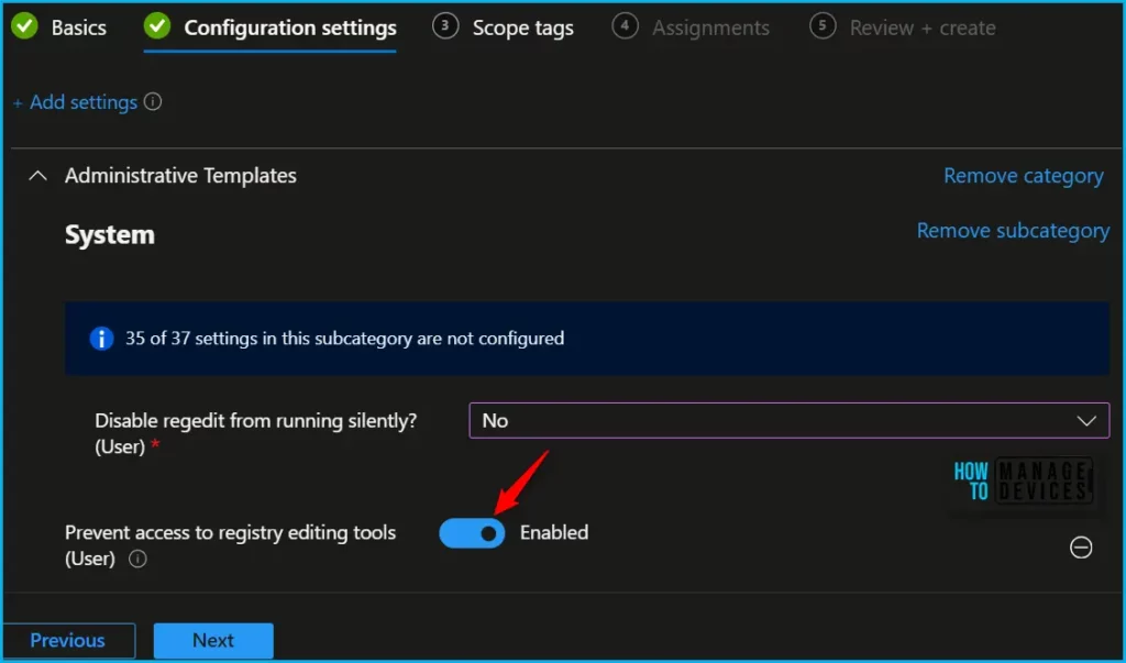 HTMD Newsletter 112 Summary from 23rd to 27th October 2023 4 Block Windows Registry Access using Intune Settings Catalog HTMD Newsletter 112 Fig. 4