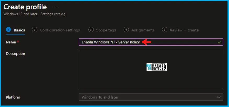 Enable Windows NTP Server Policy Using Intune Fig.4