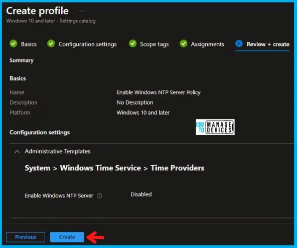 Enable Windows NTP Server Policy Using Intune Fig.9