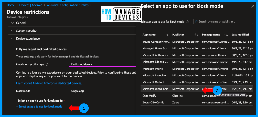 HTMD Newsletter 110 Summary from 9th to 13th October 2023 22 Enrol Corporate Owned Android Devices into Kiosk Mode using Intune HTMD Newsletter 110 Fig. 21