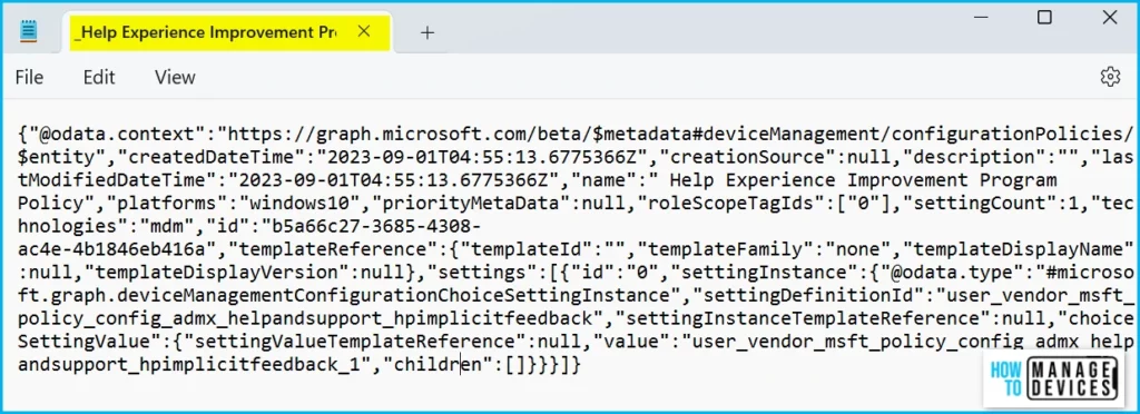 Import Export Settings Catalog Policy from Intune Fig.4